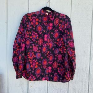 1970s Vintage Vibrant Print Blouse